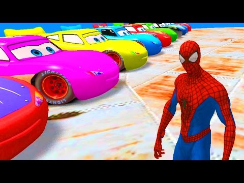 Nursery Rhymes Disney Pixar Cars Spiderman & Lightning McQueen Colors (Songs for Children w/ Action)