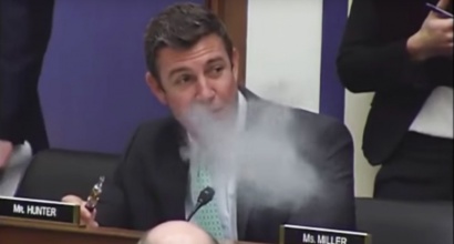 Rep. Duncan Hunter vaping during hearing -- (CSPAN screenshot)