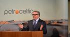 Brian O’Cathain, Petroceltic chief executive, speaks at a company meeting.  Photograph: Sara Freund / The Irish Times