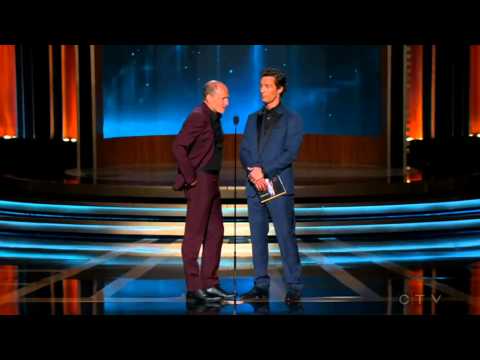 Woody Harrelson and Matthew McConaughey accept the Emmy Award on behalf of Benedict Cumberbatch 2014