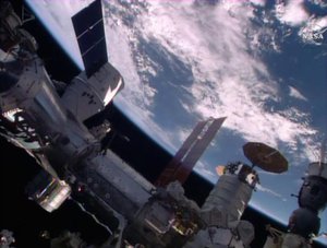 The SpaceX Dragon is seen shortly after it was mated to the Harmony module, 10 April, 2016. The spacecraft is delivering about 7,000 pounds of science and research investigations, including the Bigelow Expandable Activity Module, known as BEAM.