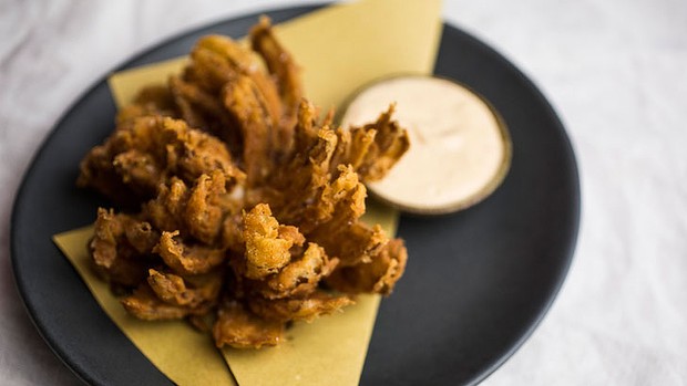 Blooming onion is one of the fresh, wine-friendly snack-time offerings at Bar Brose.