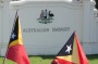 The protesters assembled outside the gates of the Australian embassy in Dili. 