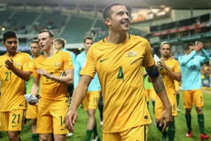 Road to Russia: The Socceroos thank fans after defeating Jordan 5-1 to top their qualifying group last month.