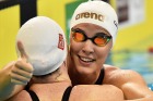 One-two: Cate Campbell, left, is congratulated by sister Bronte.