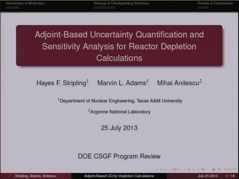 DOE CSGF 2013: Adjoint-Based UQ and Sensitivity Analysis for Reactor Depletion Calculations