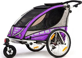 Qeridoo Q6000A-Violett Sportrex 2 Kinder-Fahrradanhänger (2 Sitzer) - violett