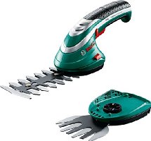 Bosch Home and Garden Akku Gras- und Stauchscheren Set Isio, Akku, Ladegerät, Grasschermesser, Strauchscherenmesser, Softcase, Messerschutz, Karton (3,6 V, 1,5 Ah, Schnittlänge 12 cm)