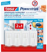 tesa Powerstrips Gardinenhaken, selbstklebend, weiß, 4 Stück