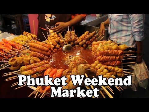 Phuket Weekend Market. Shopping and Thai Street Food in Phuket Town, Phuket Thailand.