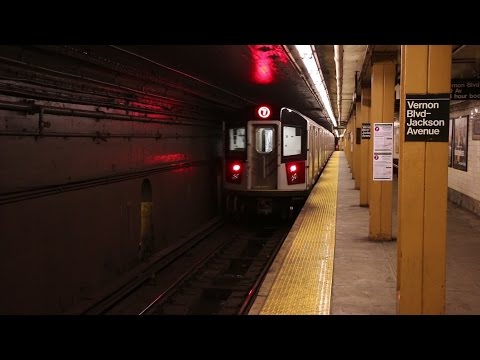 New York City Subway Trains Late Evening