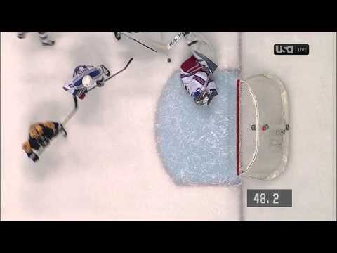 Henrik Lundqvist takes team mates stick to the eye. 4/13/16