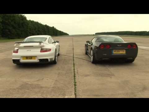 Porsche 911 GT2 v Corvette ZR1 - drag race by autocar.co.uk