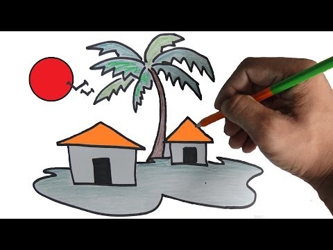 How to draw a Scenery for children - Step by step