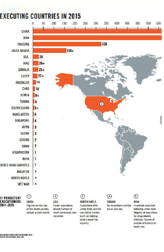 Amnesty International graph of executing countries in 2015. Picture: Amnesty International