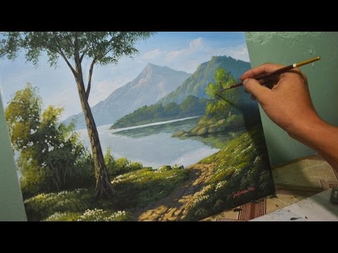 Acrylic Landscape Painting Lesson - Morning in Lake by JmLisondra