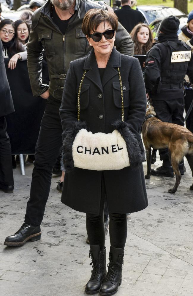 Kris Jenner poses for photographers as she arrives at Chanel’s Fall-Winter 2016-2017 ready to wear fashion collection presented in Paris on March 8, 2016. Picture: AFP