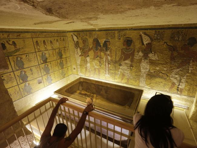 What lies beneath? ... The tomb of King Tut as it is displayed in a glass case at the Valley of the Kings in Luxor, Egypt. Pic: AP Photo/Amr Nabil