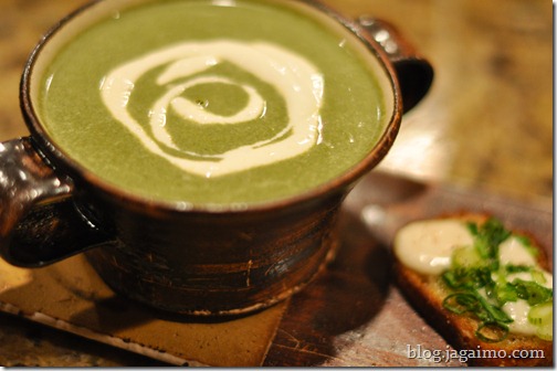 Nettle soup with spanish paprika, horseradish sour cream