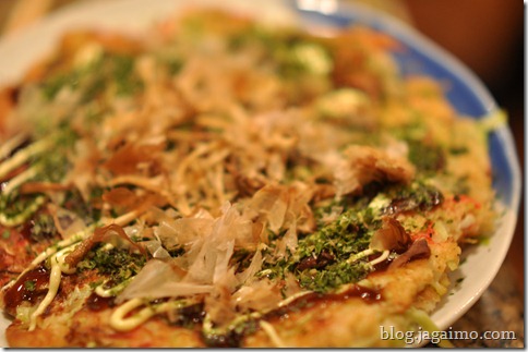 Pork loin okonomiyaki with katsuo-bushi