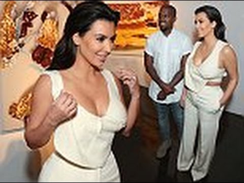 Kim Kardashian Flashes Midriff for Gallery Event with  Kanye West