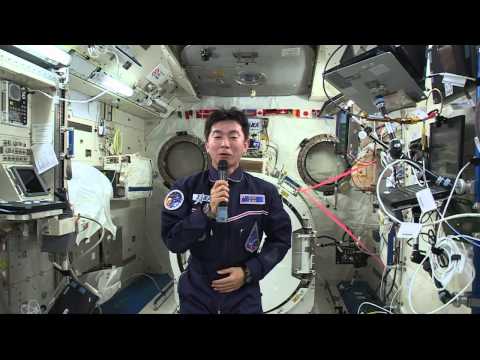 Space station crew member talks to Japanese media