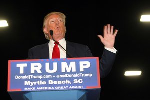 Republican presidential candidate Donald Trump speaks during a campaign event at the Myrtle Beach Convention Center on Tuesday, Nov. 24, 2015, in Myrtle Beach, S.C.