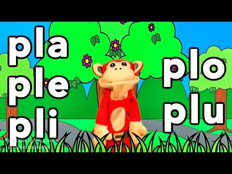 Sílabas pla ple pli plo plu - El Mono Sílabo - Videos Infantiles - Educación para Niños #