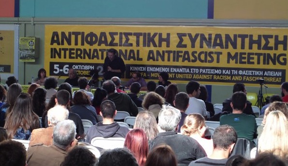 Anti-fascist lawyer Thanasis Kampagiannis speaking on the weekend