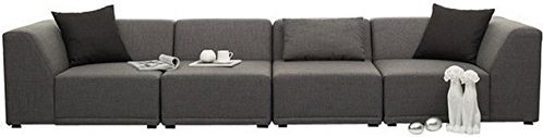 FabHomeDecor Alia Modular Five Seater Sectional Sofa Set 3-1-1 (Grey)