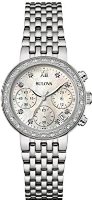 Bulova Diamond Women's Quartz Watch with Mother of Pearl Dial Chronograph Display and Silver Stainless Steel Bracelet 96W204