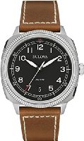 Bulova Military Men's UHF Watch with Black Dial Analogue Display and Brown Leather Strap 96B230