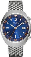 Bulova Accutron II Men's UHF Watch with Blue Dial Analogue Display and Silver Stainless Steel Bracelet 96B232