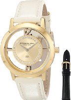 Stuhrling Original Women's 388L2.SET.02 Classic Winchester Tiara Swiss Quartz Swarovski Crystal Gold Tone Champagne Leather Additional Strap Watch Set