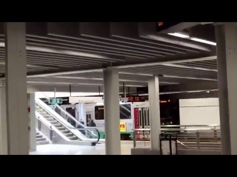 Green Line trains at the newly renovated Government Center Subway Station, Boston, MA