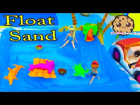 Kinetic Float Sand Island Party with Disney Frozen Queen Elsa & Season 4 Shopkins - Water Play Video