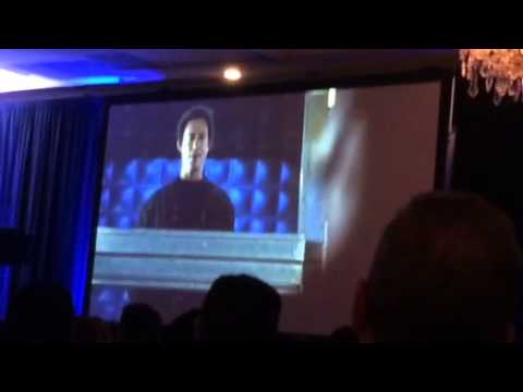 Grant Gustin Accepting Breakthrough Performance Award at the Saturn Awards