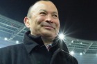 Grand Slam winner: Eddie Jones smiles in Paris after his England team won the Six Nations.