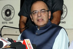 Union Finance Minister Arun Jaitley during the Press Meet at Kolkata Press Club in Kolkata on Sunday 10 April 2016