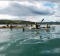 Paddling across Lake Laberge before the wind whips up.