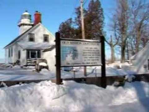 Mission Point Lighthouse at the 45th parallel north