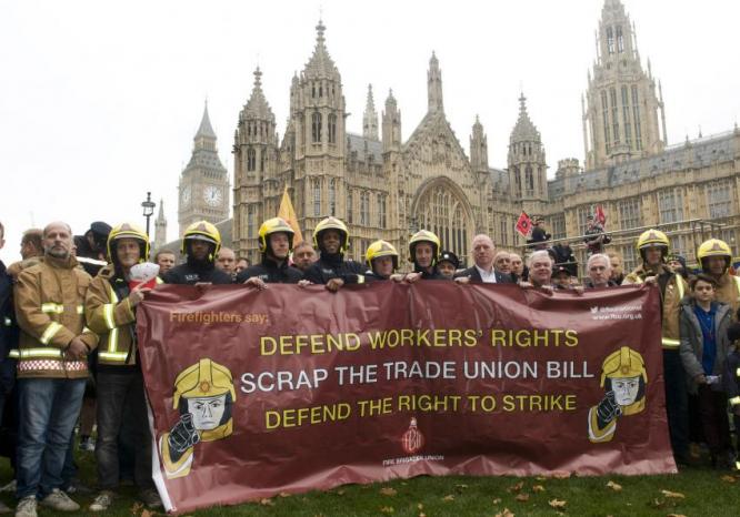 firefighters campaigning against the trade union bill 