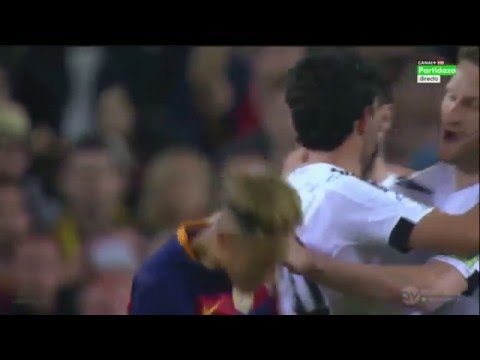 Neymar smacks celebrating Valencia player after the final whistle