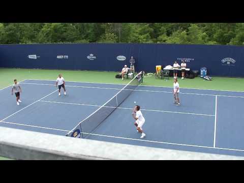 Nadal and Djokovic playing Soccer Tennis