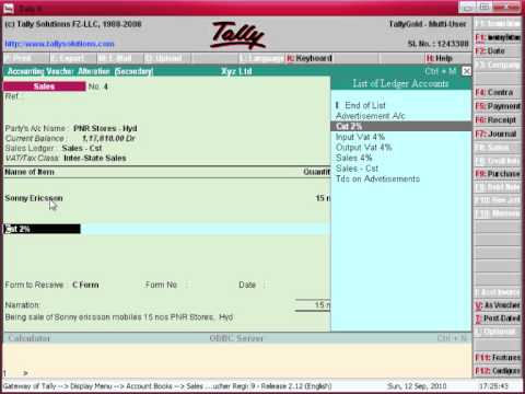 Calculate input and output vat in sales and purchase entry in tally