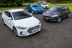 Hyundai Elantra v Mazda3 v Toyota Corolla v Ford Focus.