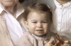 The Queen  with her five great-grandchildren and her two youngest grandchildren at Windsor Castle. From left James, ...