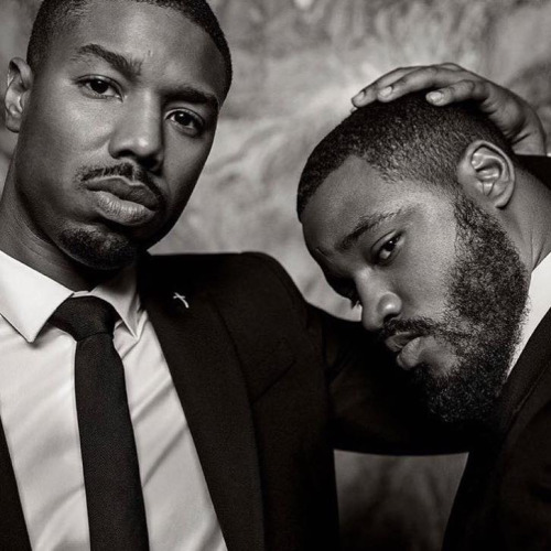 sonofbaldwin:

Apparently, this photo of actor Michael B. Jordan and director Ryan Coogler from a Vanity Fair shoot is disturbing a number of people because it portrays an intimacy between men?between black men?that the rules of patriarchal masculinity, queerantagonism, cisheterosexism, ashiness, and the Male Gaze disallow.
The quest is to assure everyone, and themselves, that neither man is queer or feminine; that affection between men, platonic or not, is a sign of weakness and vulnerability, and it doesnt matter than the very state of humanity is one of weakness and vulnerability and the fear of facing this existential fact is precisely why were always on the precipice of self-destruction. Whether Jordan and Coogler are ?just boys? or something more: It shouldnt matter. Love between black people should always be celebrated given how much violence between black people is encouraged.
James Baldwin​ was perceptive when he said in THE PRICE OF THE TICKET:
?I doubt that Americans will ever be able to face the fact that the word homosexual is not a noun. The root of this word, as Americans use it ? or, as this word uses Americans ? simply involves a terror of any human touch, since any human touch can change you.?
http://www.vanityfair.com/style/2016/03/michael-b-jordan-grimes-st-vincent-style-disrupters
[Photo description: Indoors. A black and white photo. On the left, Michael B. Jordan looks at the camera. He is seen from the chest up. He is wearing a suit. He is facing the camera. He has his left hand on the head of Ryan Coogler, who is standing to Michaels left. Ryan is seen from his profile. He is looking into the camera. Background is gray.]
