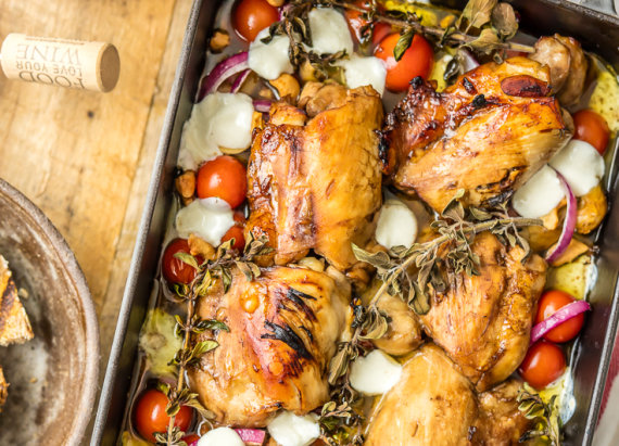 Balsamic glazed mediterranean chicken bake