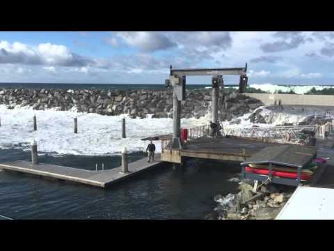 El Nino waves near King Harbor Yacht Club in Redondo Beach California